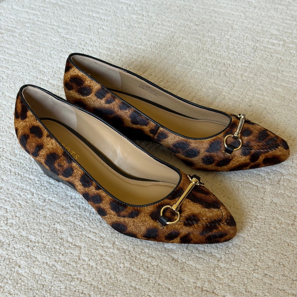 Talbots Leopard Print Pointed Toe Wedges with Gold Hardware - Picture 8 of 14